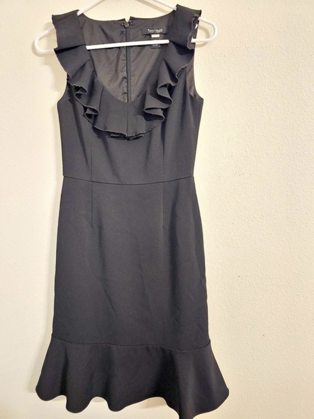 White House Black Market Black Ruffle Midi Dress Size 00